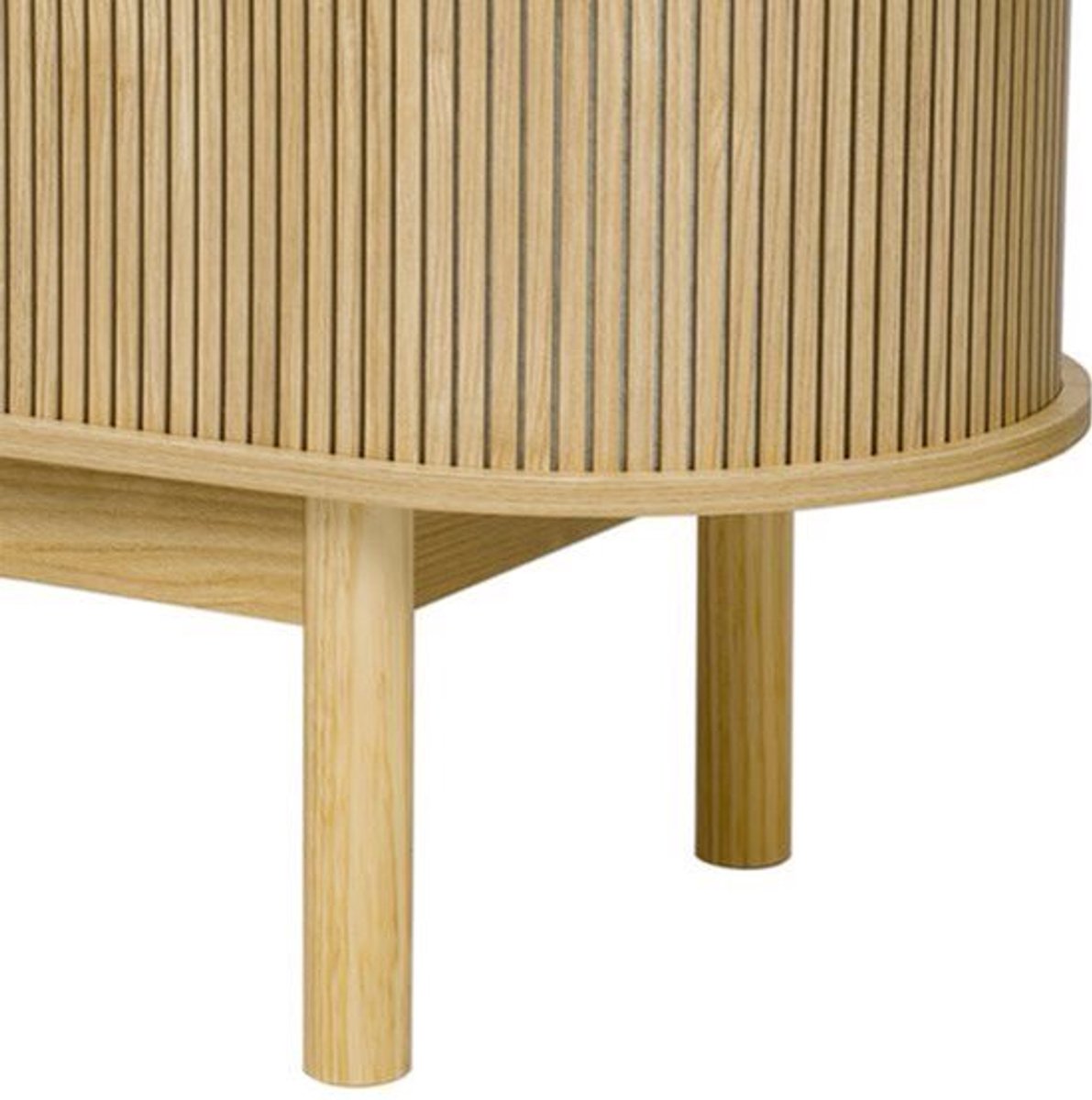 Dressoir – Buffet – Sideboard – Keukenkast – Opbergkast – Retro Modern Design – Metaal Met Lichte Eikenlook – Schuifdeuren & Verstelbare Planken – 138 cm Breed – Pine-Look Poten