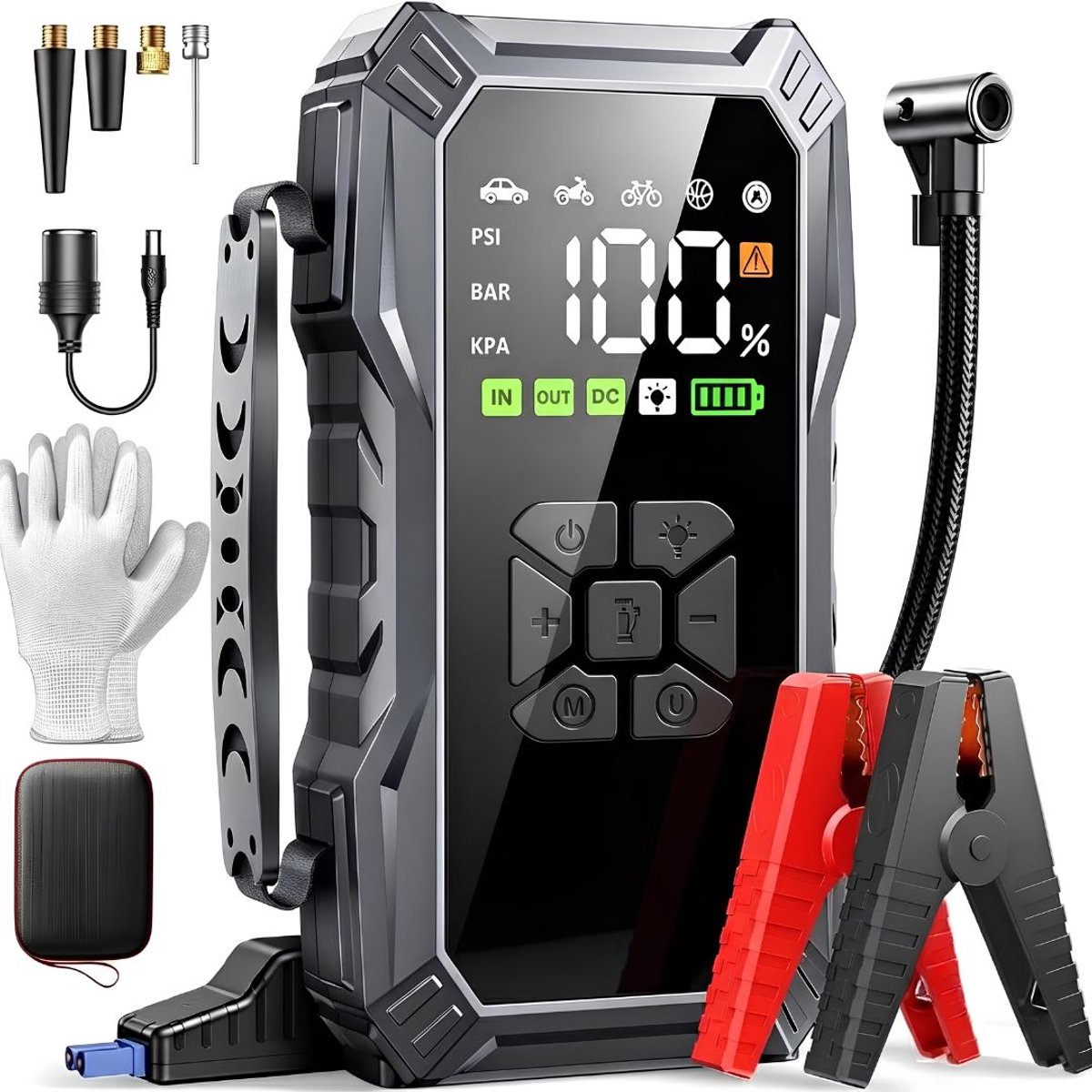 SP® Jumpstarter - Jumpstarter voor Auto - Startbooster - Zwart - 5cm x 11cm x 21cm