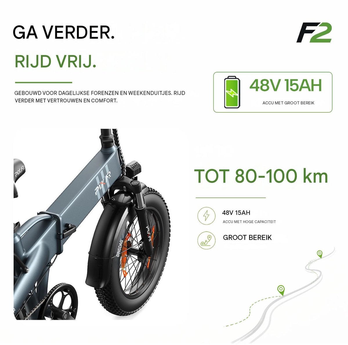 SMARTAI 20x4.0" Elektrische Fiets - Actieradius 100km - 20 Inch opvouwbare City Commuter E-Bike thumbnail 4