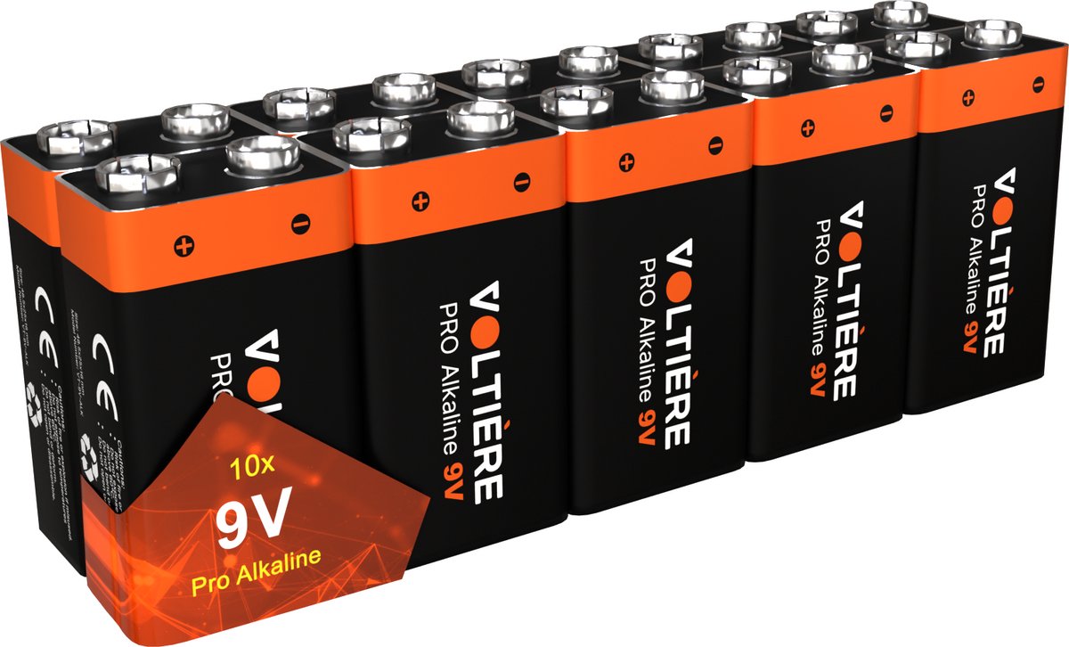 Voltière 10-Pack PRO Alkaline 9V Batterij - 6LR61