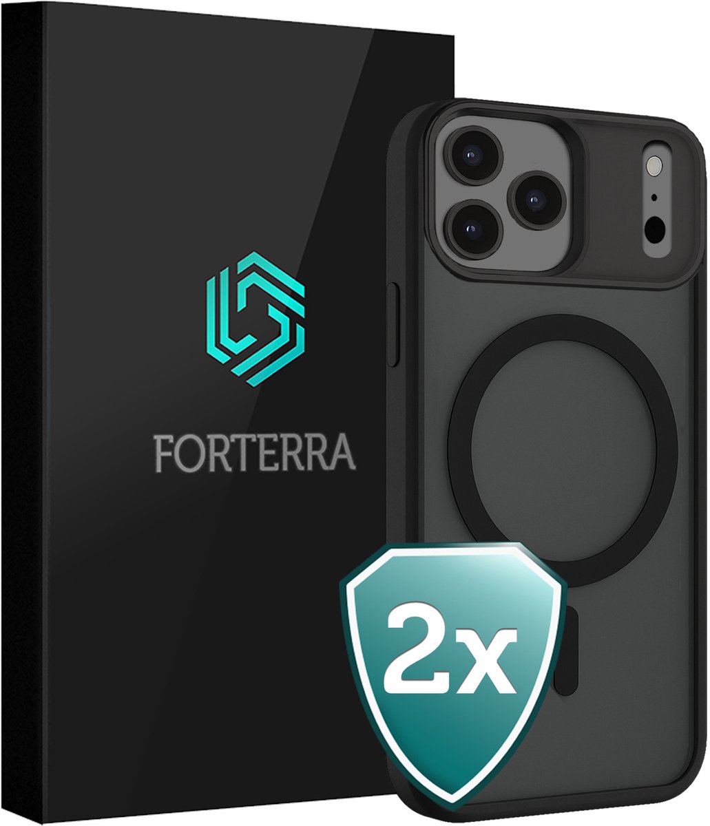 Hoesje 2 Stuks - Geschikt voor Apple iPhone 18 Pro - Magsafe Compatible - Sterk & Shockproof - Shock Proof Case - Back Cover - Telefoon Hoes - Zwart