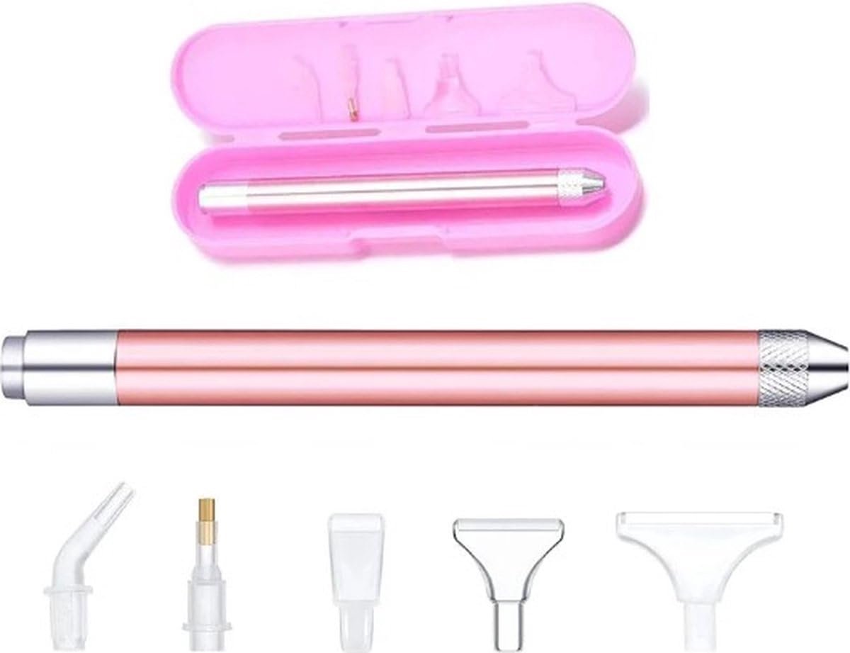 Okado Diamond Painting Pen met LED en 5 Opzetstukken – Roze