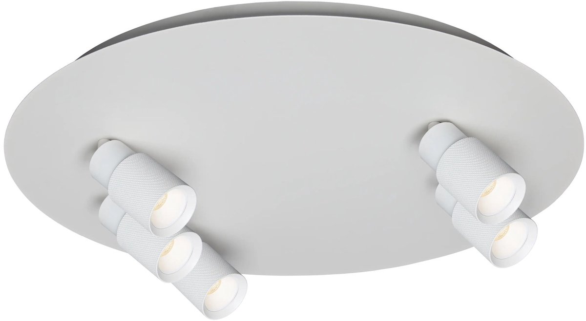 Nysal plafondspot 5-lichts wit aluminium, dimbaar en kantelbaar, GU10 fitting (lamp niet inbegrepen), 45 x 45 cm