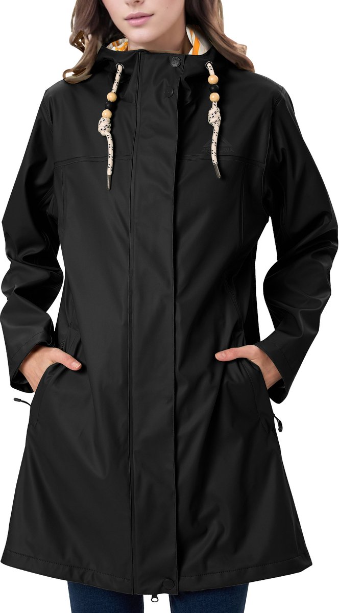 ATLASLAVA Regenmantel Dames - Overgangsjas - PU Waterdicht - Dames Regenjas - Lange Parka - Regenparka met Capuchon - Outdoor - Ademend
