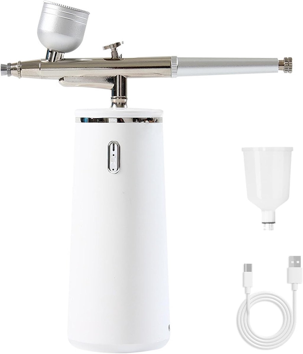 Gezichtsstomer - Oplaadbare en draagbare hogedruk gezichtszuurstofspray, 0,3 mm mondstuk voor microverneveling en hydratatie van de huid, essentiële waterinfusie gezichtsbehandeling, wit