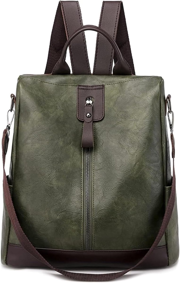 Rugzak voor meisjes - Dames Rugzak Leer Waterdicht Anti Diefstal Casual - In de hand / Rugzak / Over de schouder - Damesrugzak / schoudertas voor reizen en werk - 29 x 12 x 30 CM - Groente