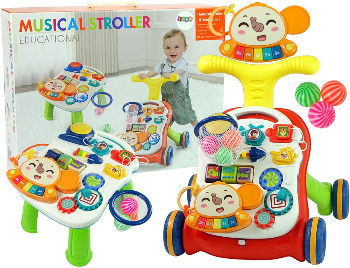 Interactieve Baby Walker 2-in-1 Tafel Rood