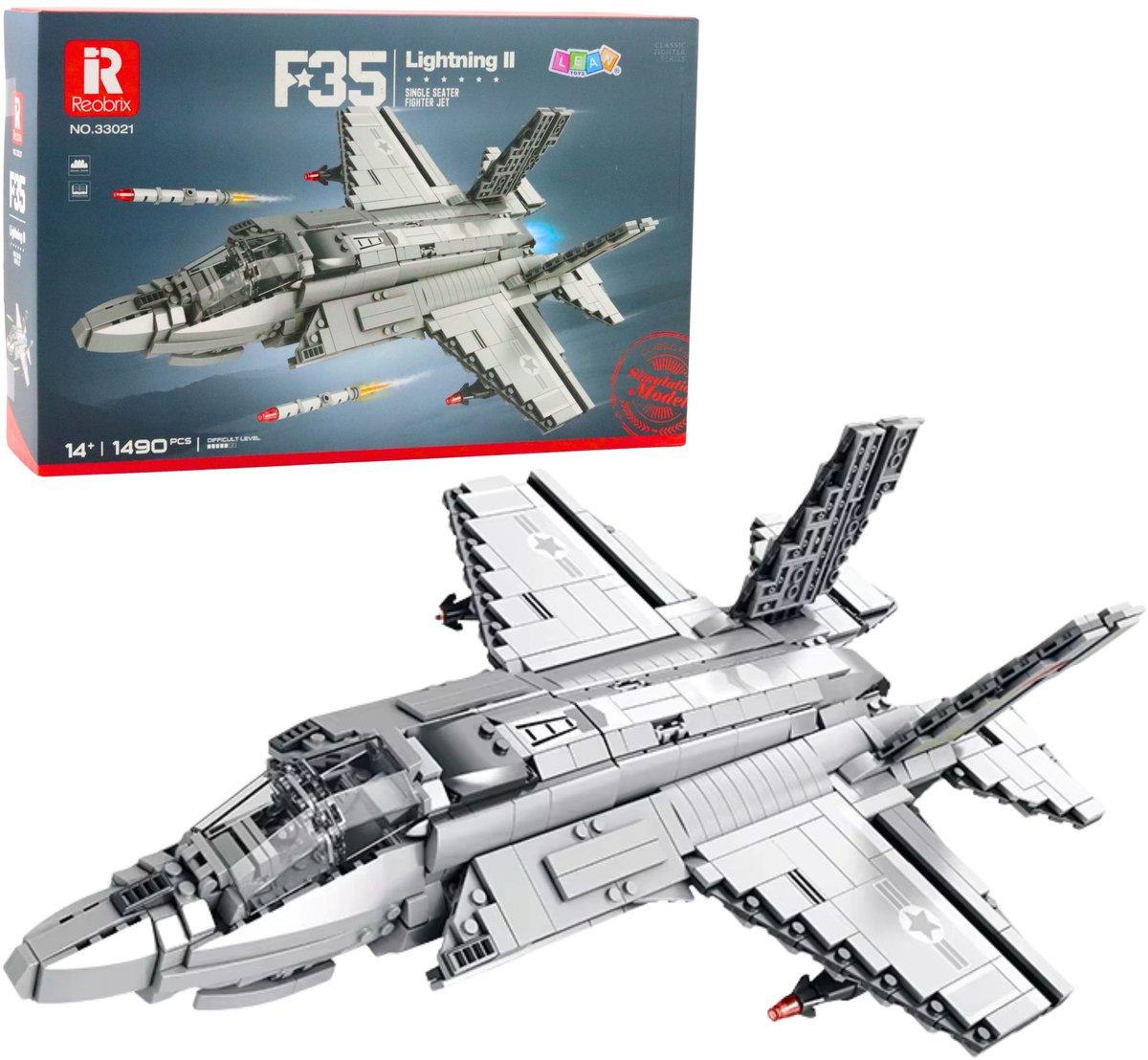F-35 Lightning Ii gevechtsvliegtuig bouwstenen grijs 1490 st.