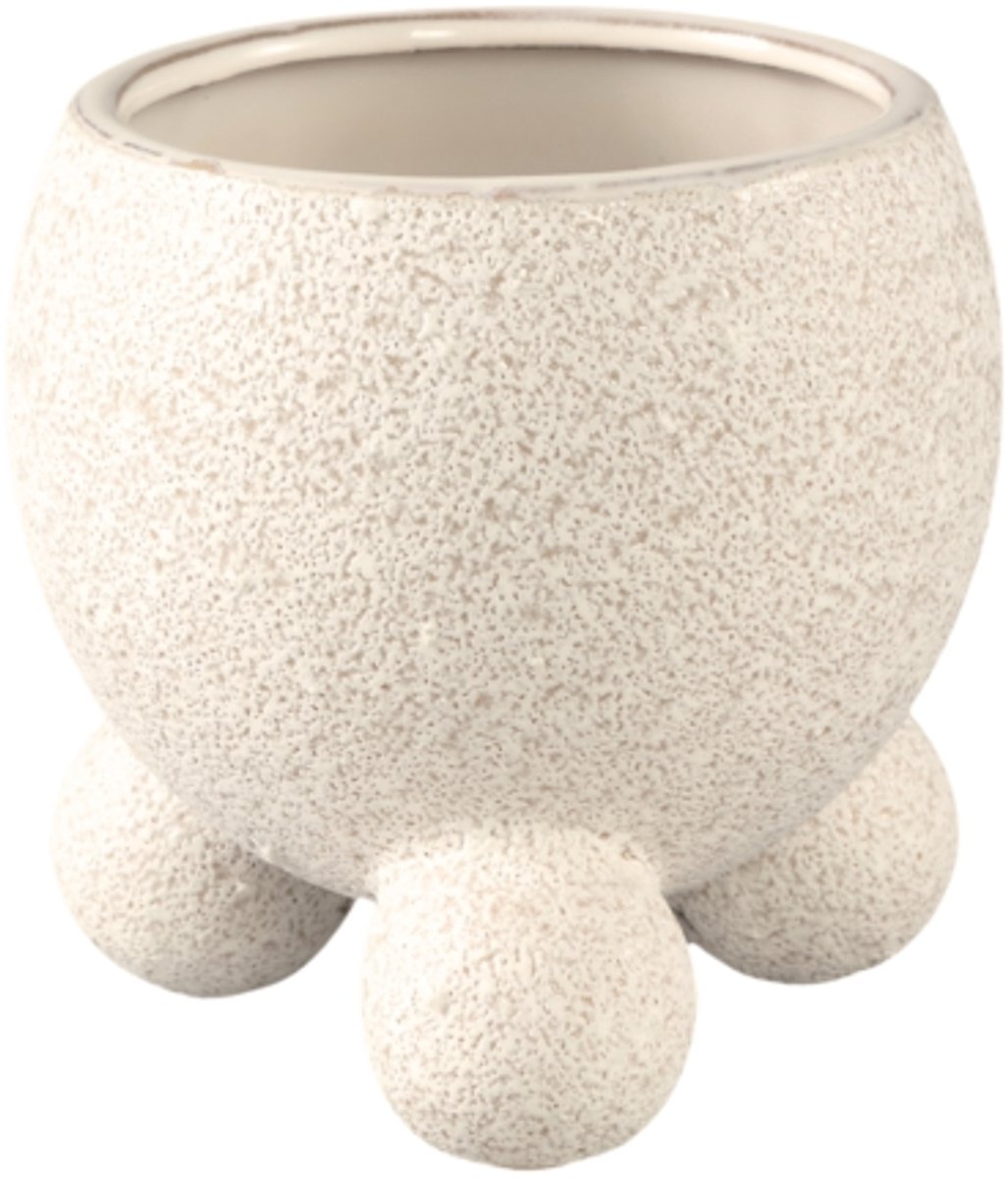 PTMD Malinda Cream Ceramic Pot Round Shaped Round LegM