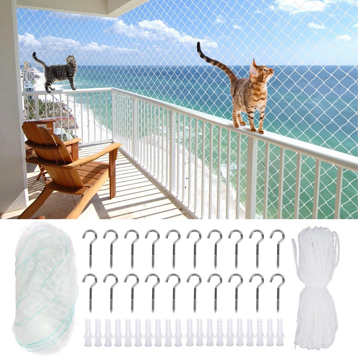 Solidchoice - Kattennet voor Balkon, Vogelbescherming, Wit