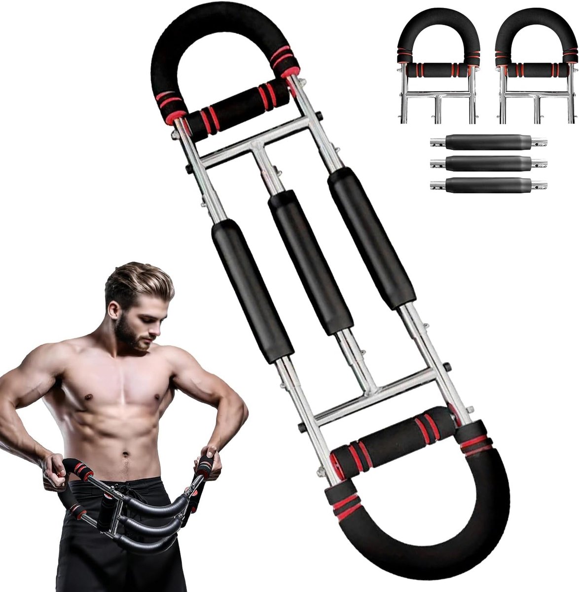 Armtrainer in U-Vorm Met 3 Niveaus Ergonomische Handgreep En Zachte Rubberen Behuizing - Trainingsapparaat Voor Meerdere Spiergroepen - Perfect Voor Thuisgym En Kantoor