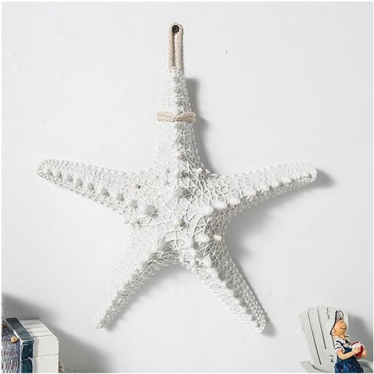 Extra grote zeester decoratie van hars, 32 cm, wanddecoratie in mediterrane stijl, hangdecoratie voor strand, aquarium en bruiloft, ideaal voor thuis en fotorekwisieten