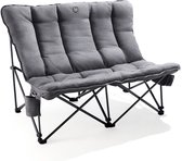 TIMBER RIDGE Campingbank 2-zits - Grijs, 130 cm breed, belastbaar tot 300 kg, met afneembare hoes en opberghoes