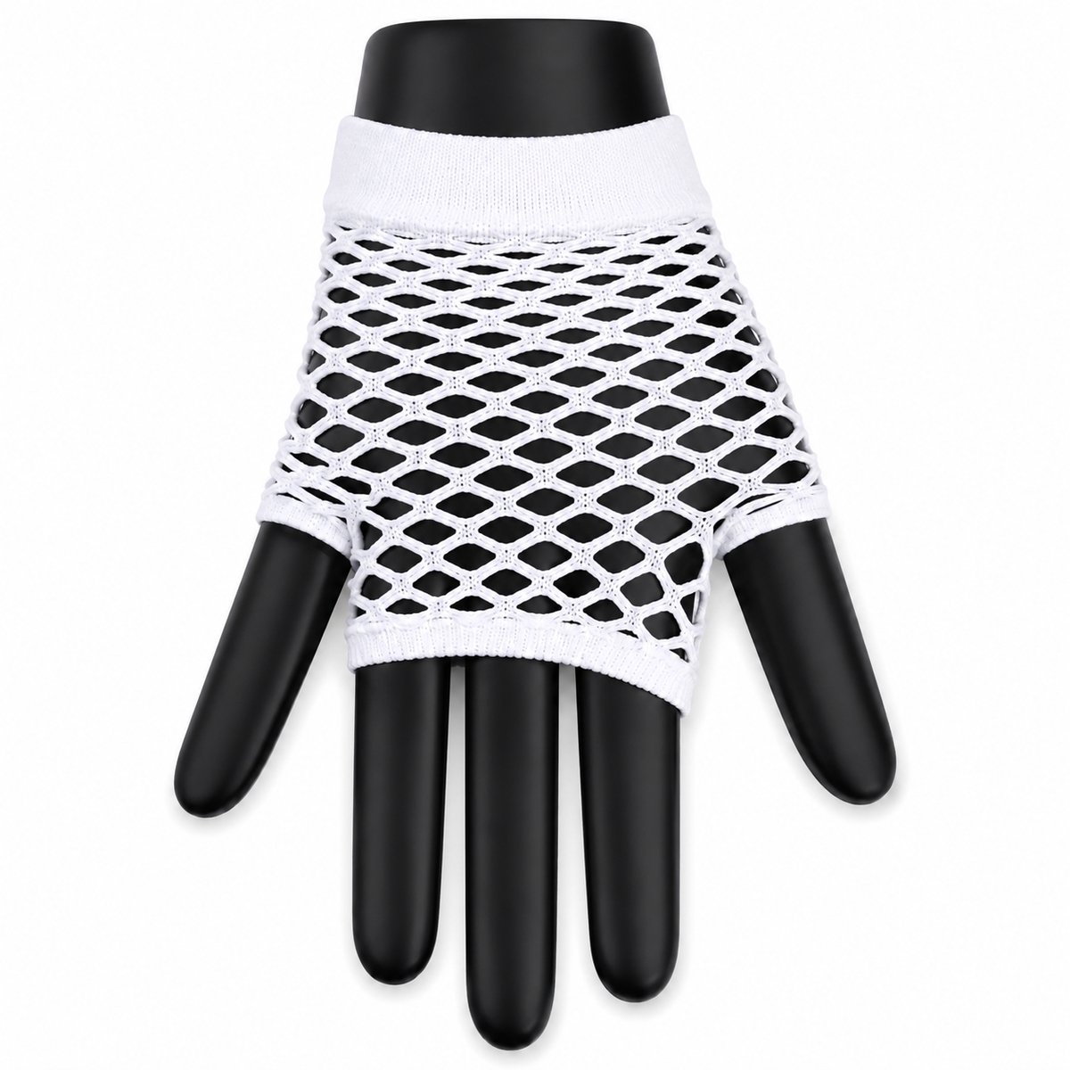 Witte Net Handschoenen Vingerloos – Korte Visnet Handschoenen – Dames – Carnaval Disco & Festival – Feestartikel