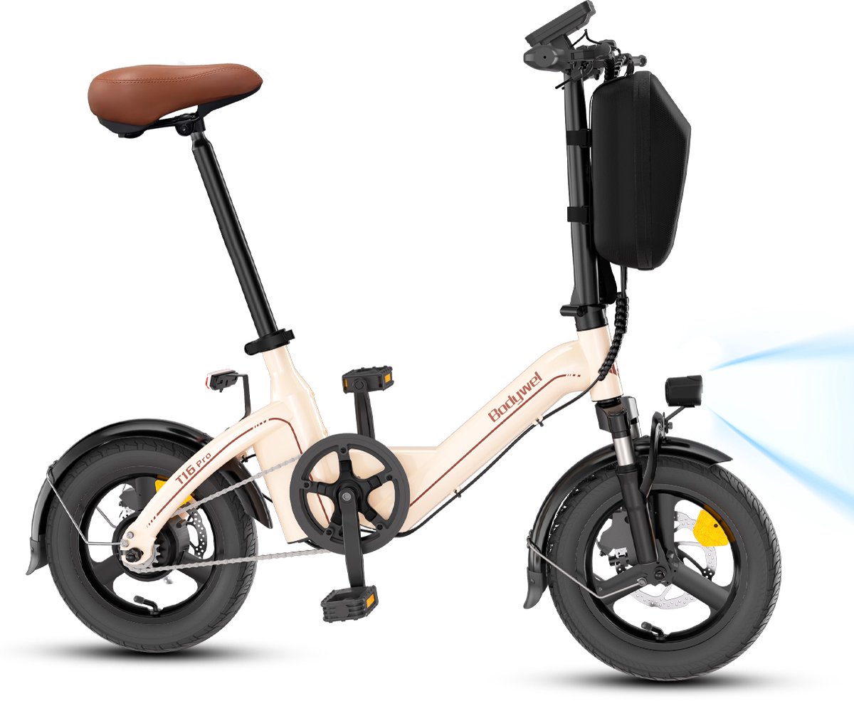 14 Inch Elektrische Vouwfiets- 2.5" Brede Banden -250W Motor -36V 10Ah- Slechts 21 kg- Slim LCD display-Drie snelheidsinstellingen-13/18/25 km/u- 45 km Actieradius-Elektrische fiets - Elektrische stadsfietsen - Opvouwbaar E-Bike voor Woon-Wit