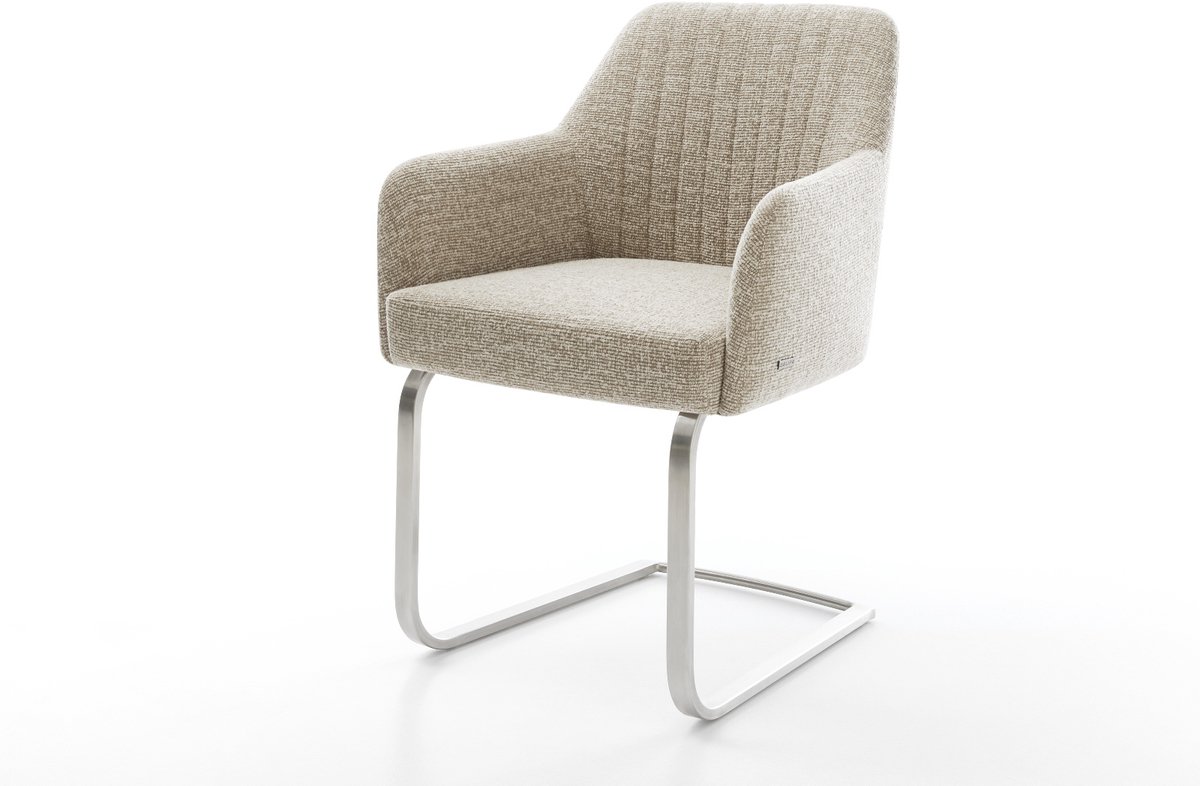 Sledestoel Greg-Flex sledemodel vlak roestvrij staal geweven stof beige pocketveer kern