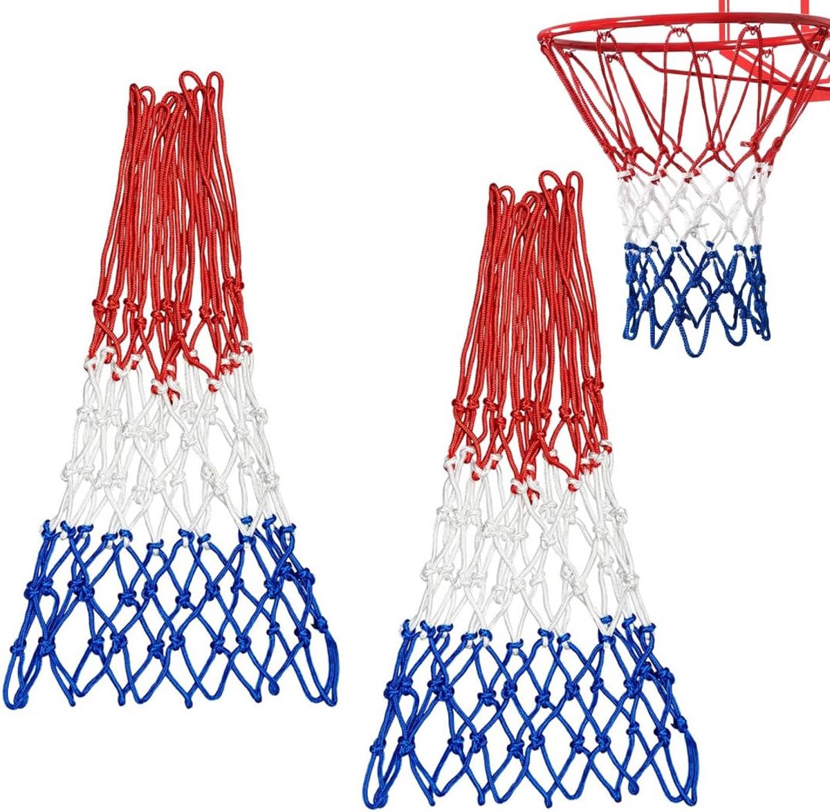Basketbalnet, 2 stuks, standaard, 12 lussen, scheurvast, tegen zweep, professionele reserveonderdelen, weerbestendig - ShopVlot
