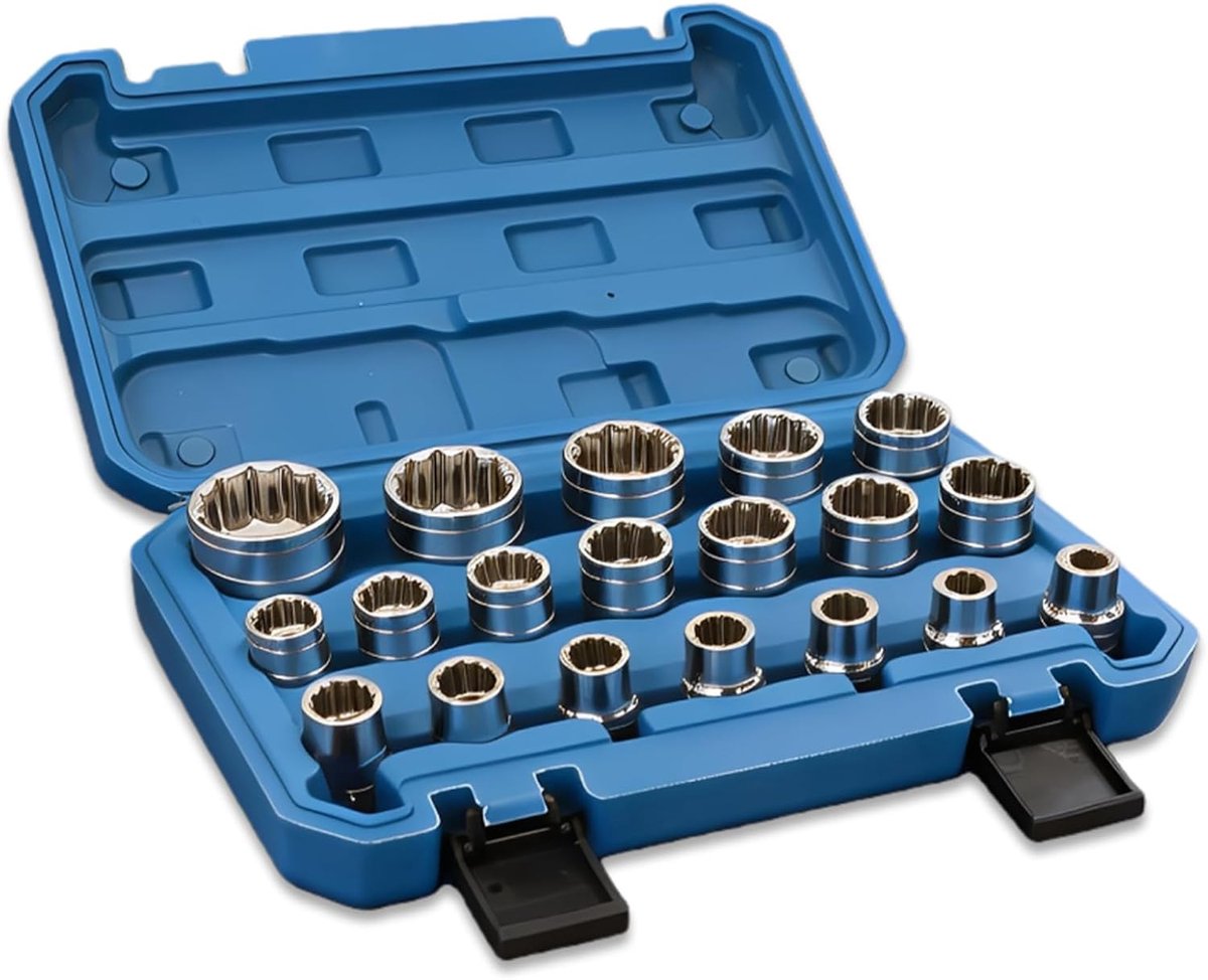 19-piece 1/2'' XZN polytooth wrench set: socket wrench set 8-32mm wrench box socket wrench for 12-side spline - ShopVlot