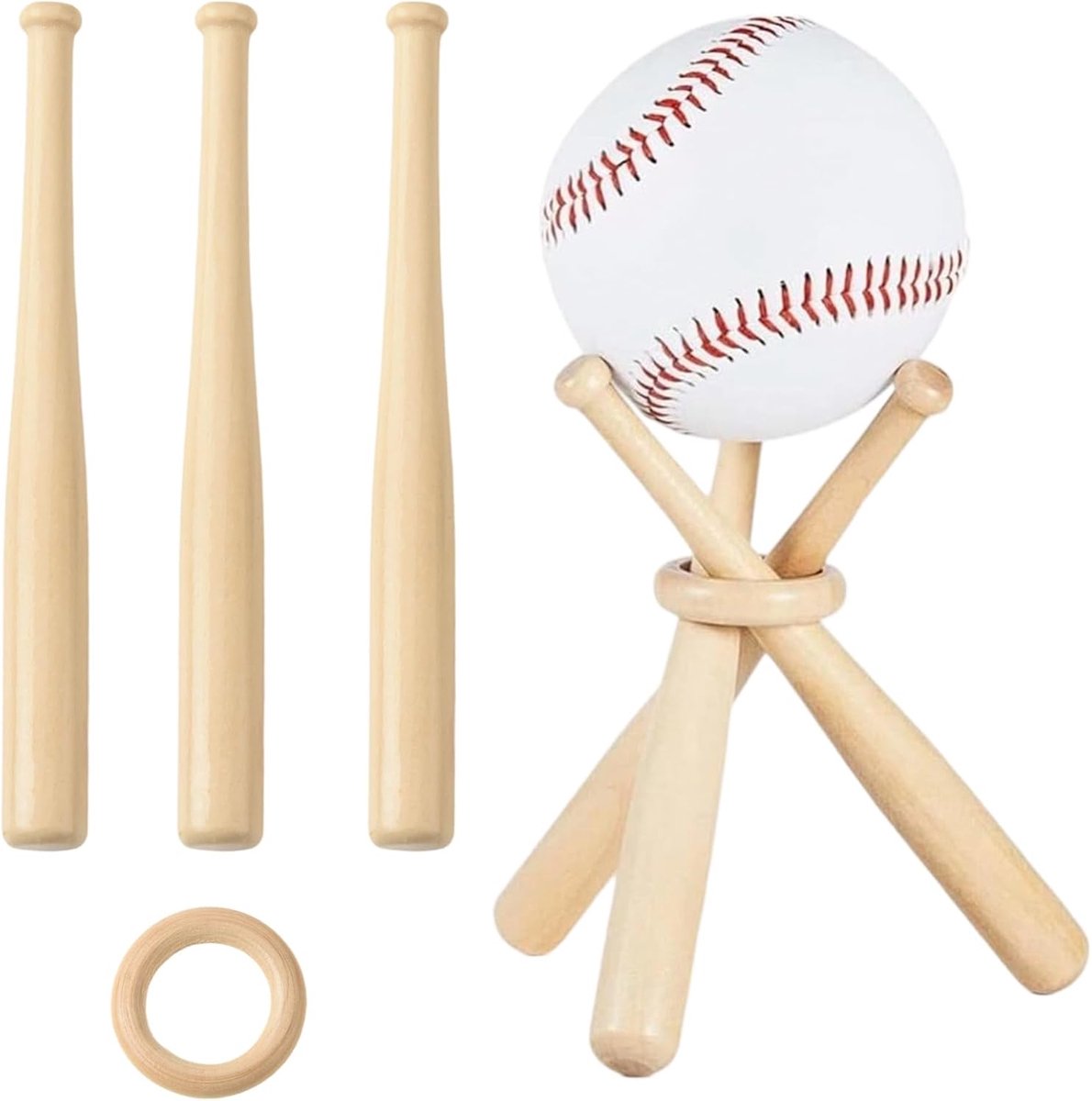 KitBeads 2Sets Houten Honkbalknuppel Display Stand Honkbalknuppel Houders Voor Ballen Display Thuis Sport Thema Party - ShopVlot
