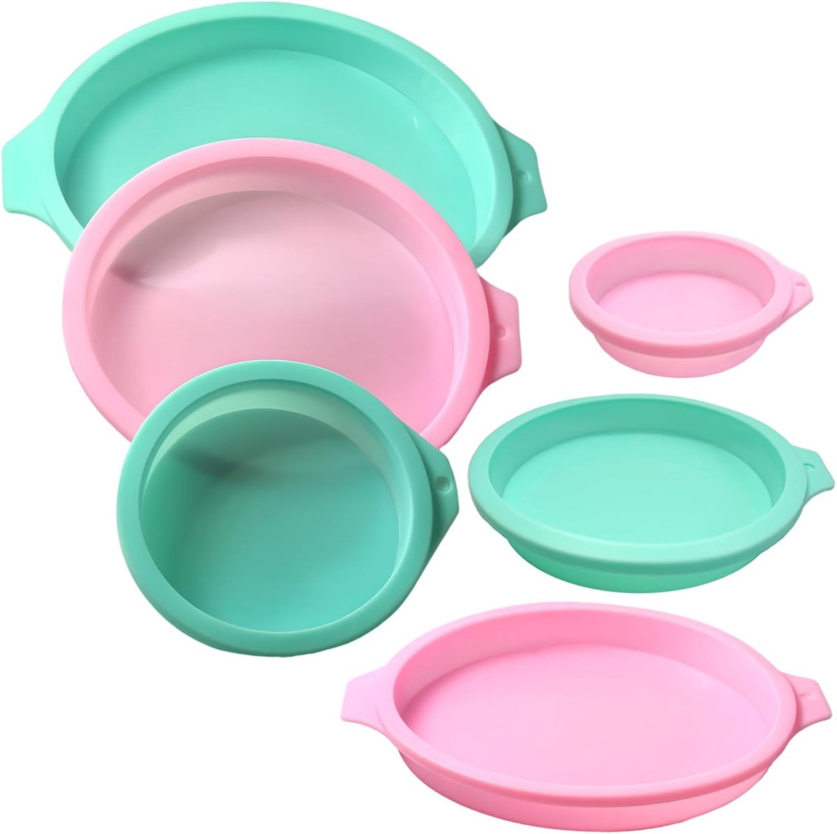 6pcs Silicone Round Cake Moulds, 4+15+20cm Silicone Cake Pans for Layer Cake, Rainbow Cake, Resin Coaster, Pizza Crust - ShopVlot