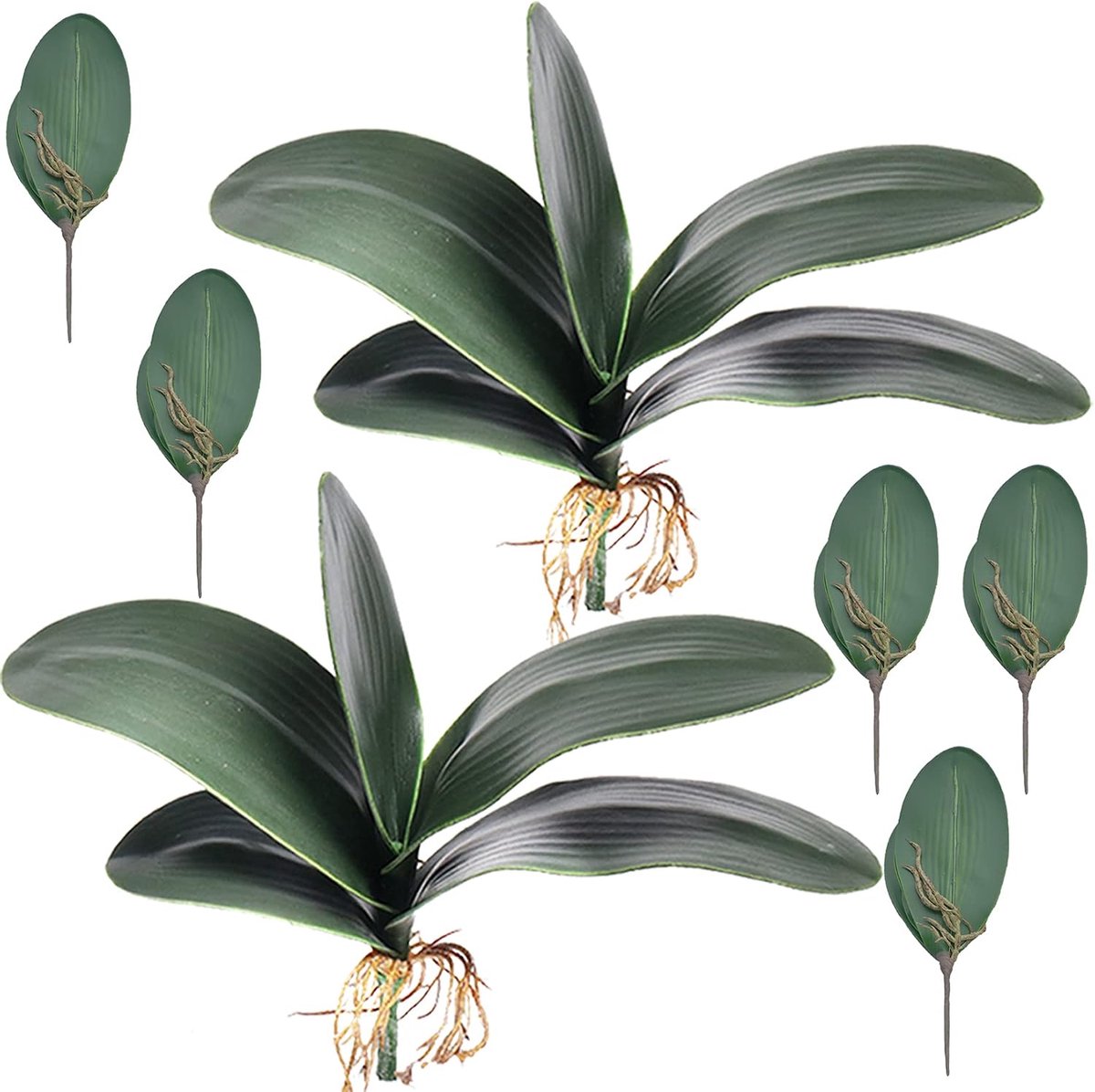 HinyoCo Artificial orchid leaf 26 cm real looking roots plant a contact in the green latex arrangement (7) - ShopVlot
