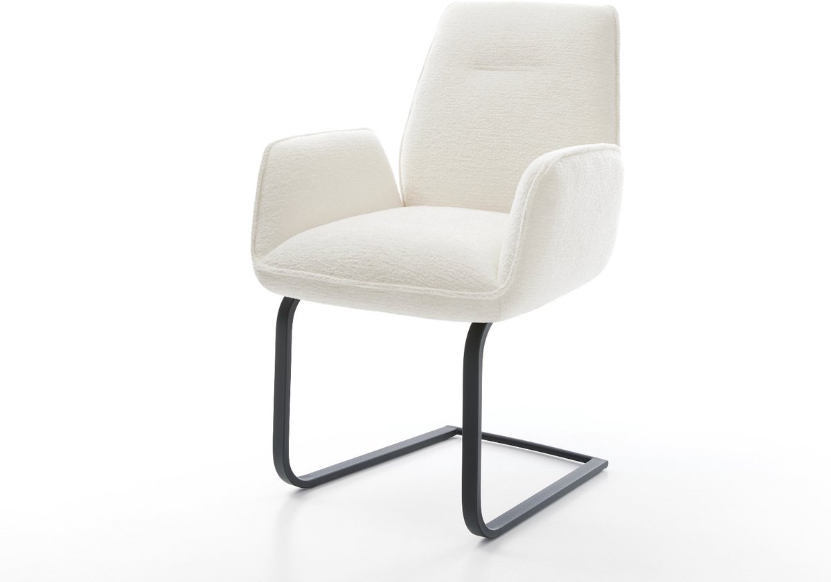 Sledestoel Zoa-Flex sledemodel vlak zwart bouclé zacht beige pocketveer kern