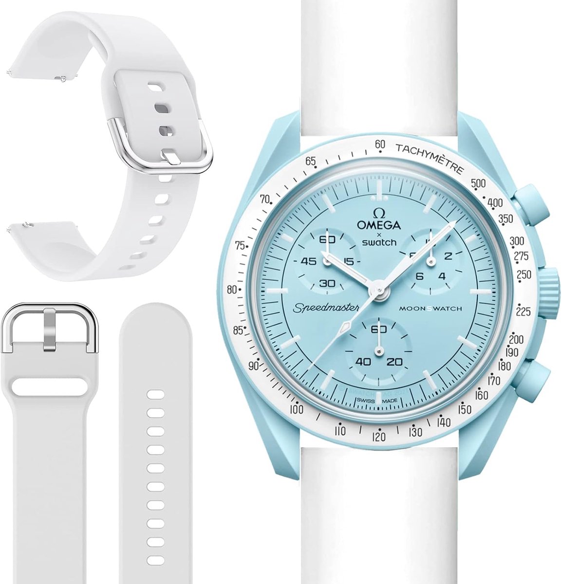 Miimall for OMEGA × Swatch Bioceramic MoonSwatch Band, Soft Silicone Sport Band for Men Women Breathable Lightweight - ShopVlot