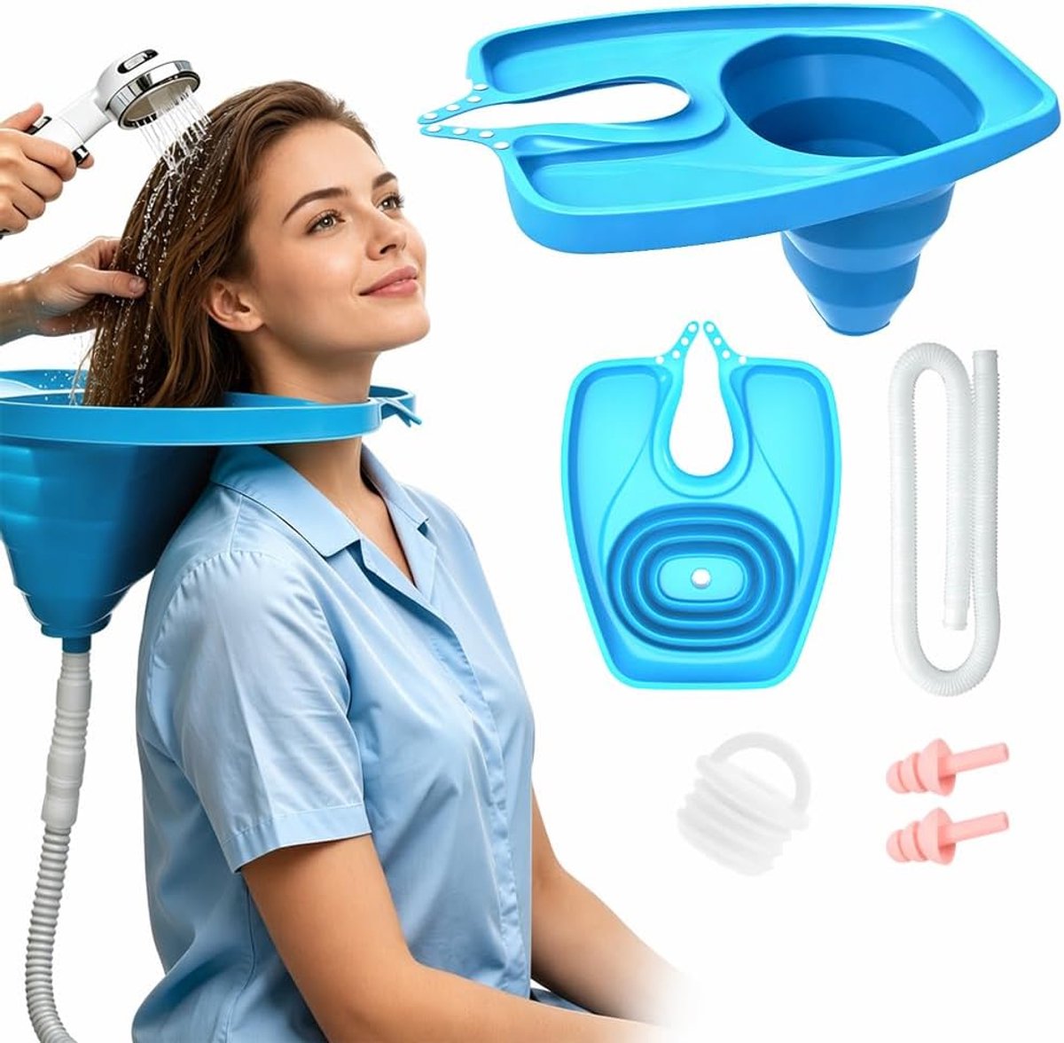 Bedwastafel, opvouwbare haarwastafel, draagbare haarwastafel met drainage, voor salon, gehandicapten, kinderen - ShopVlot