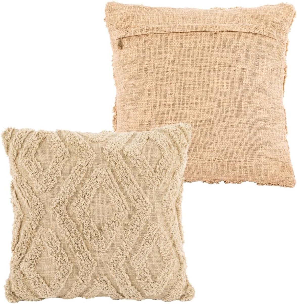 Tiseco Home Studio - Kussen (gevuld) SAHARA - boho - Vierkant - 45x45 cm - Zand - ShopVlot