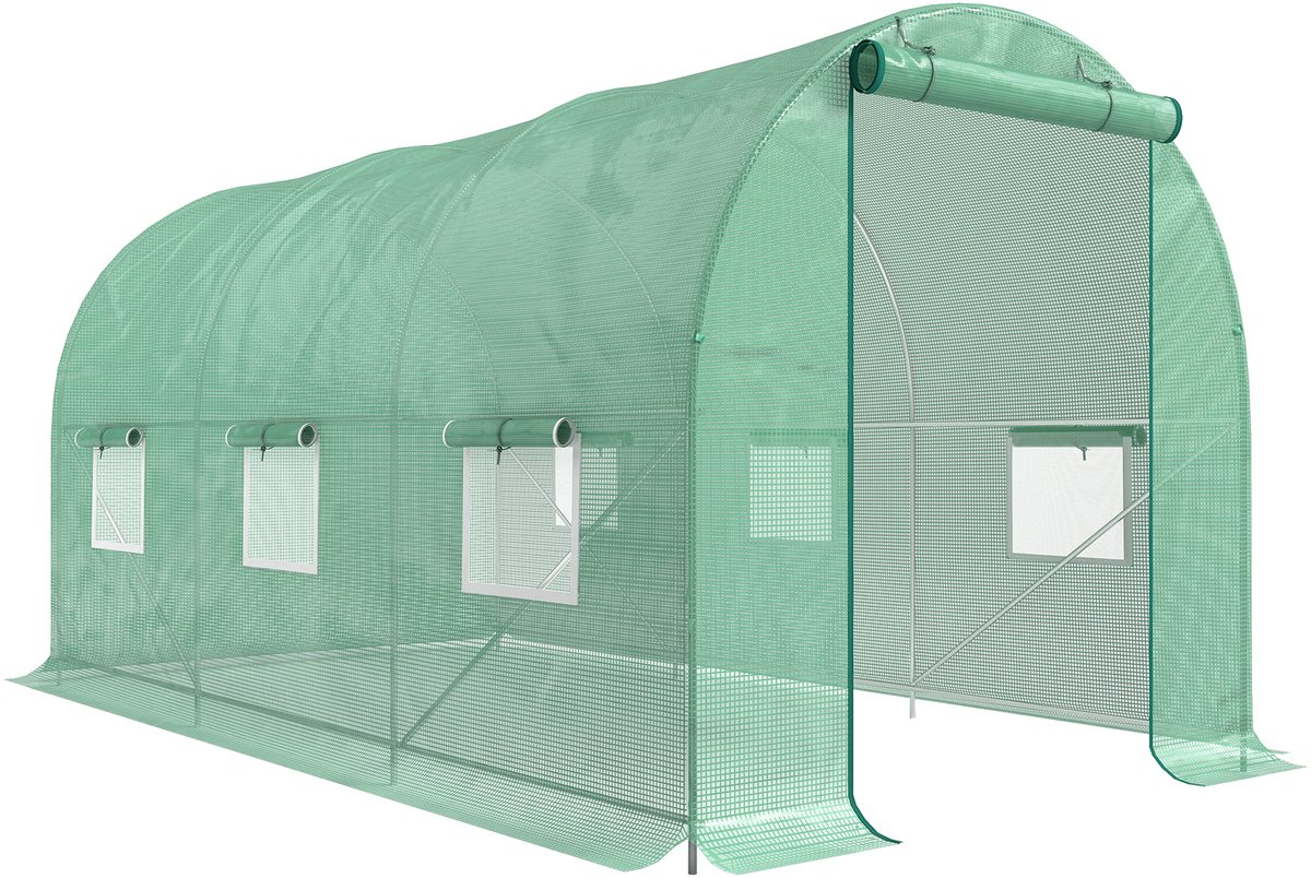 Folietunnel kas - 4.5x2x2 m - 6 ramen + deur - verzinkt staal
