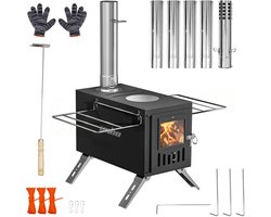 unho Tentkachel op hout - Outdoor tent verwarming - Kampeer kachel hout- Inklapbare poten - 218 cm rookkanaal
