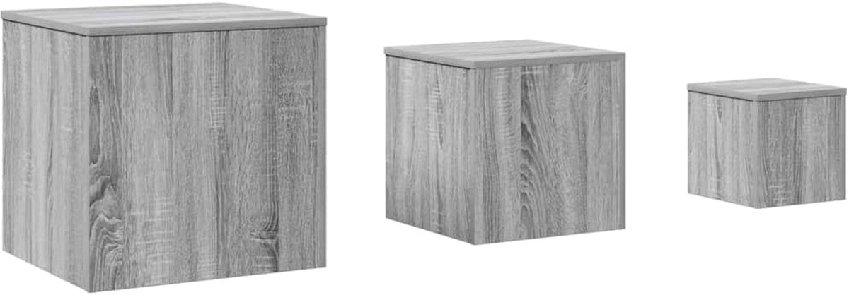 vidaXL Bijzettafels - 3 - st - bewerkt - hout - grijs - sonoma - eikenkleurig grijs sonoma eiken