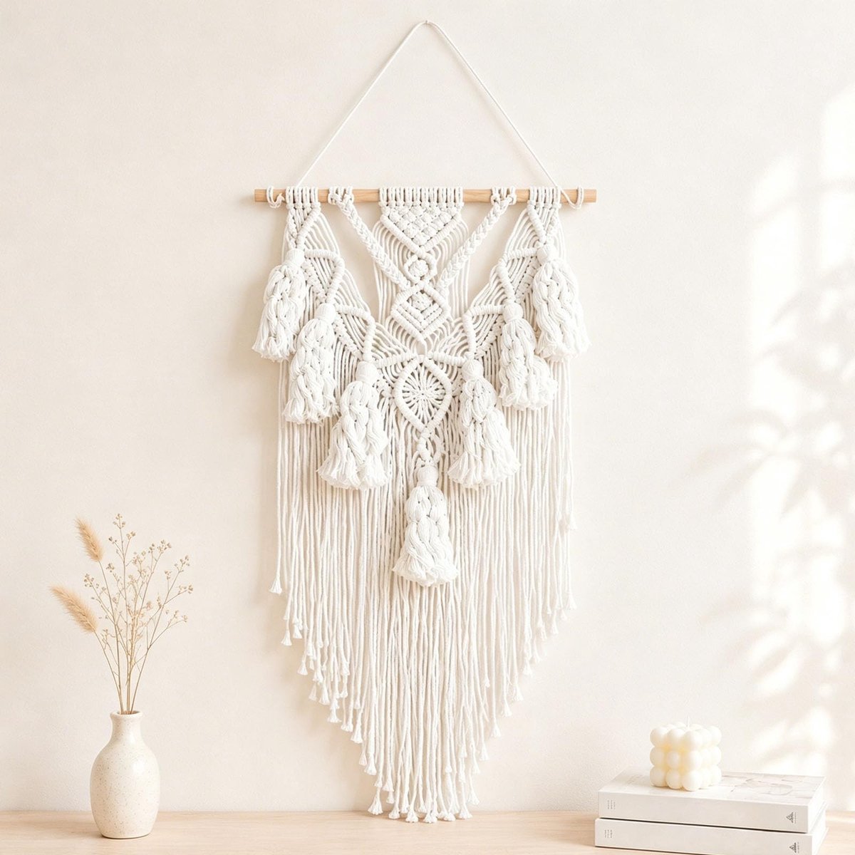 Solidchoice - Handgemaakt Macramé Wandtapijt met Kwastjes