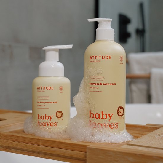 Attitude - Baby Leaves 2 in 1 Peer Nectar Foaming Wash - 295ml van Attitude — afbeelding 5