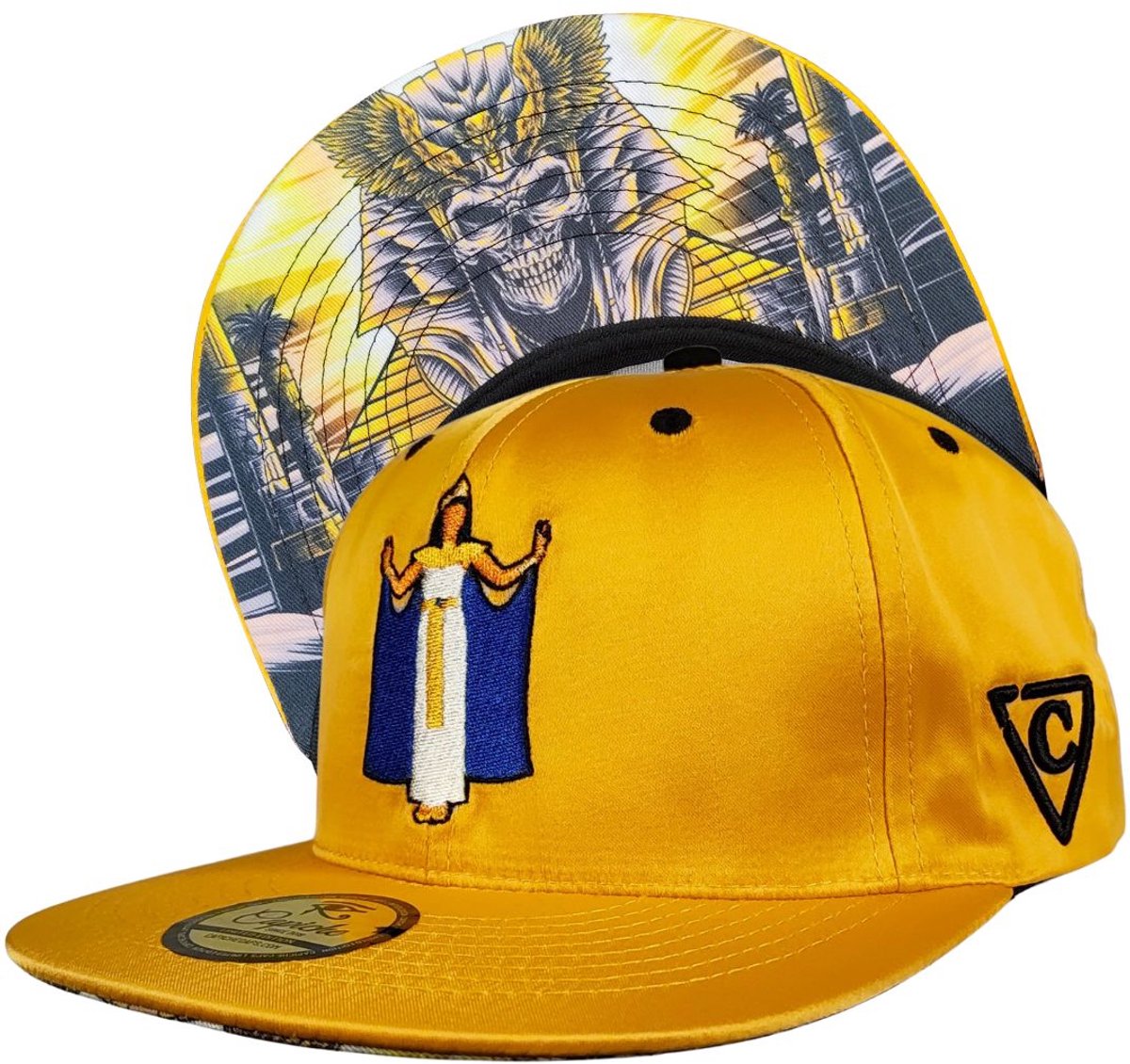 Capiche® Snapback – Egyptische Nacht – Geel Satijn – Verstelbaar met Druksluiting – Sportcap – Pet voor Heren – Egyptian Night – LIMITED EDITION