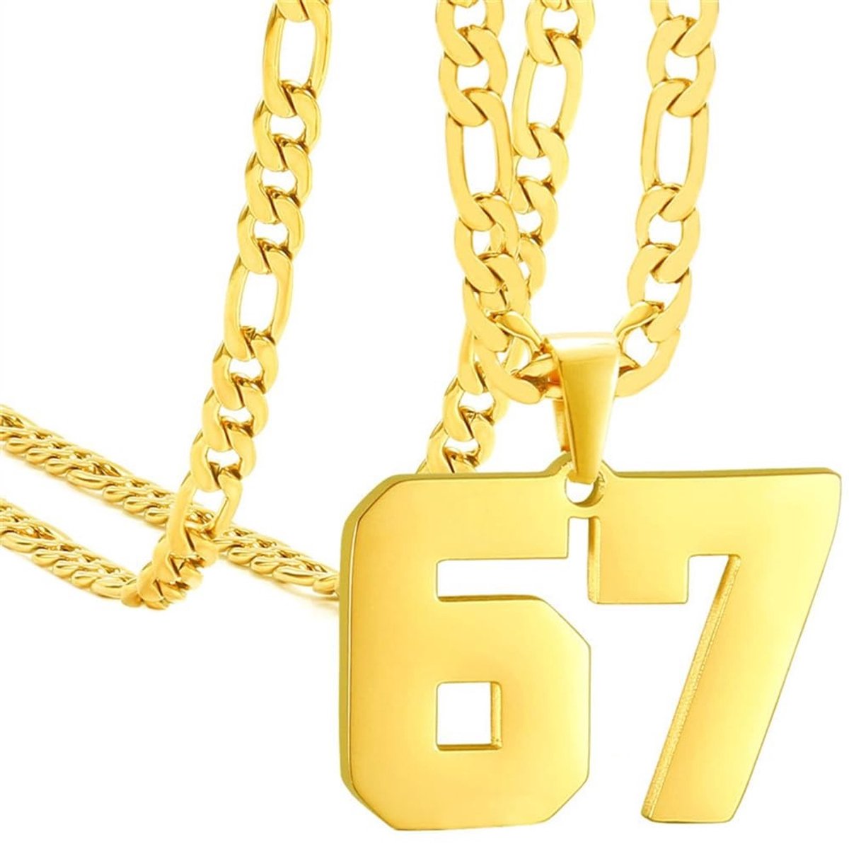Solidchoice - Sportieve Zilveren Ketting voor Heren met 67 Nummerhangers
