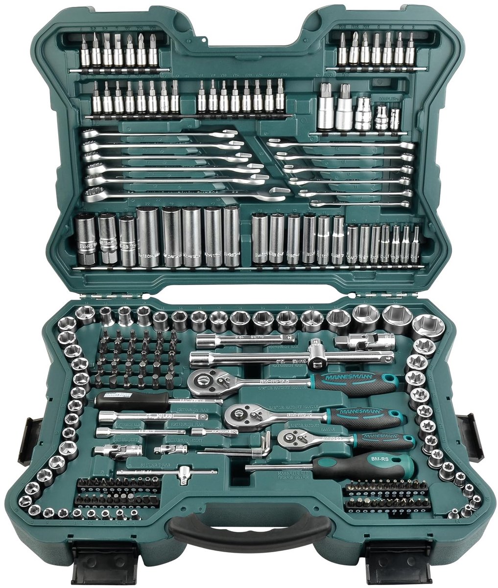 Solidchoice - 215-delige Steeksleutelset met Dopsleutels 1/4, 3/8 en 1/2 Inch