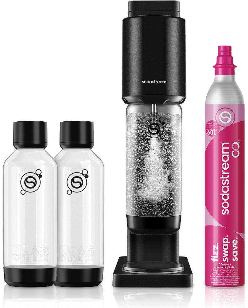 Sodastream Fresh™ zwart bruiswatertoestel, inclusief 1L bruiswaterfles en quick connect CO₂ cilinder