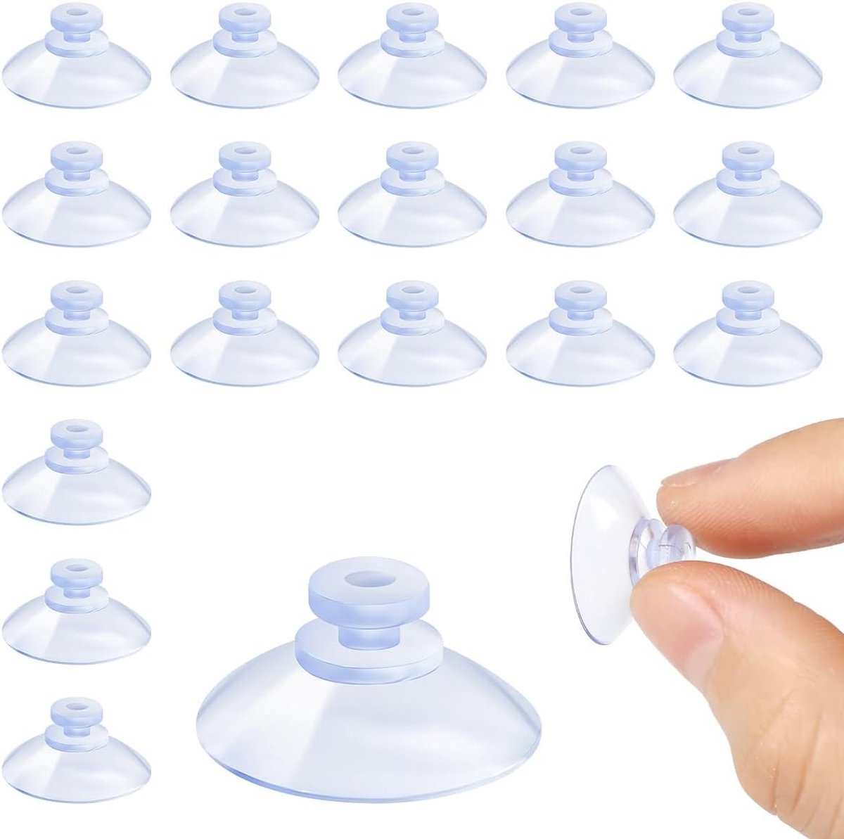 Zuignappen - Transparant - 20 mm - PVC - Voor Glad Glas en Tegels