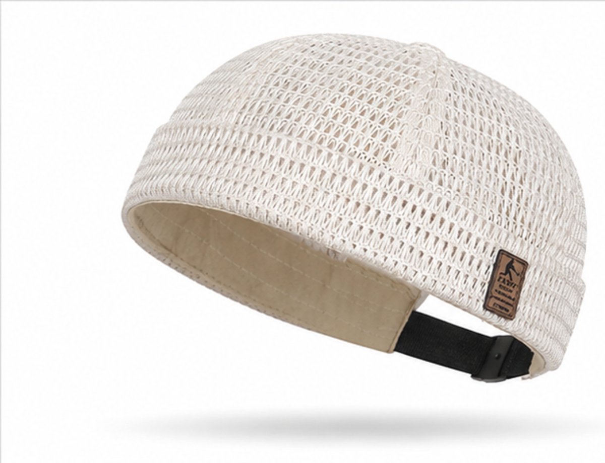 Vivva - Ademende Randloze Pet - Verstelbare Brimless Muts - Verstelbare Zomerpet - Koelende Pet - Lichtgewicht Pet voor Sport & Outdoor - Beige - BREATHCAP