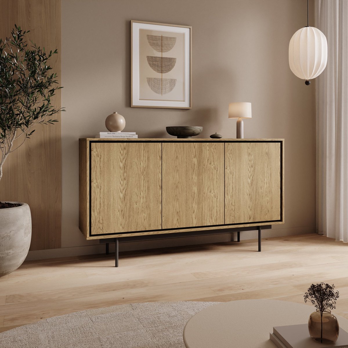 Meubella - Drenn - Dressoir - Licht eikenpatroon - 150x38x85 cm