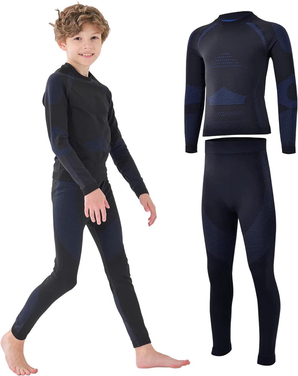 Warm thermisch ondergoed voor kinderen - Ideaal voor voetbal en skiën, gemaakt van merinowol en perfect voor wintersport