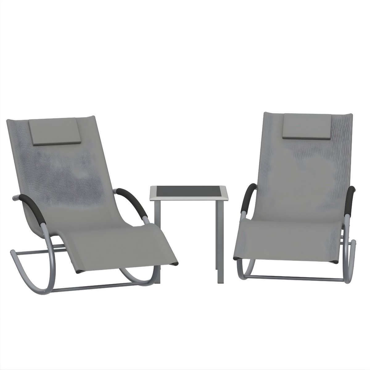 Tuinmeubel Set - 3-Delige Set met 2 Schommelstoelen en Bijzettafel - Zwart