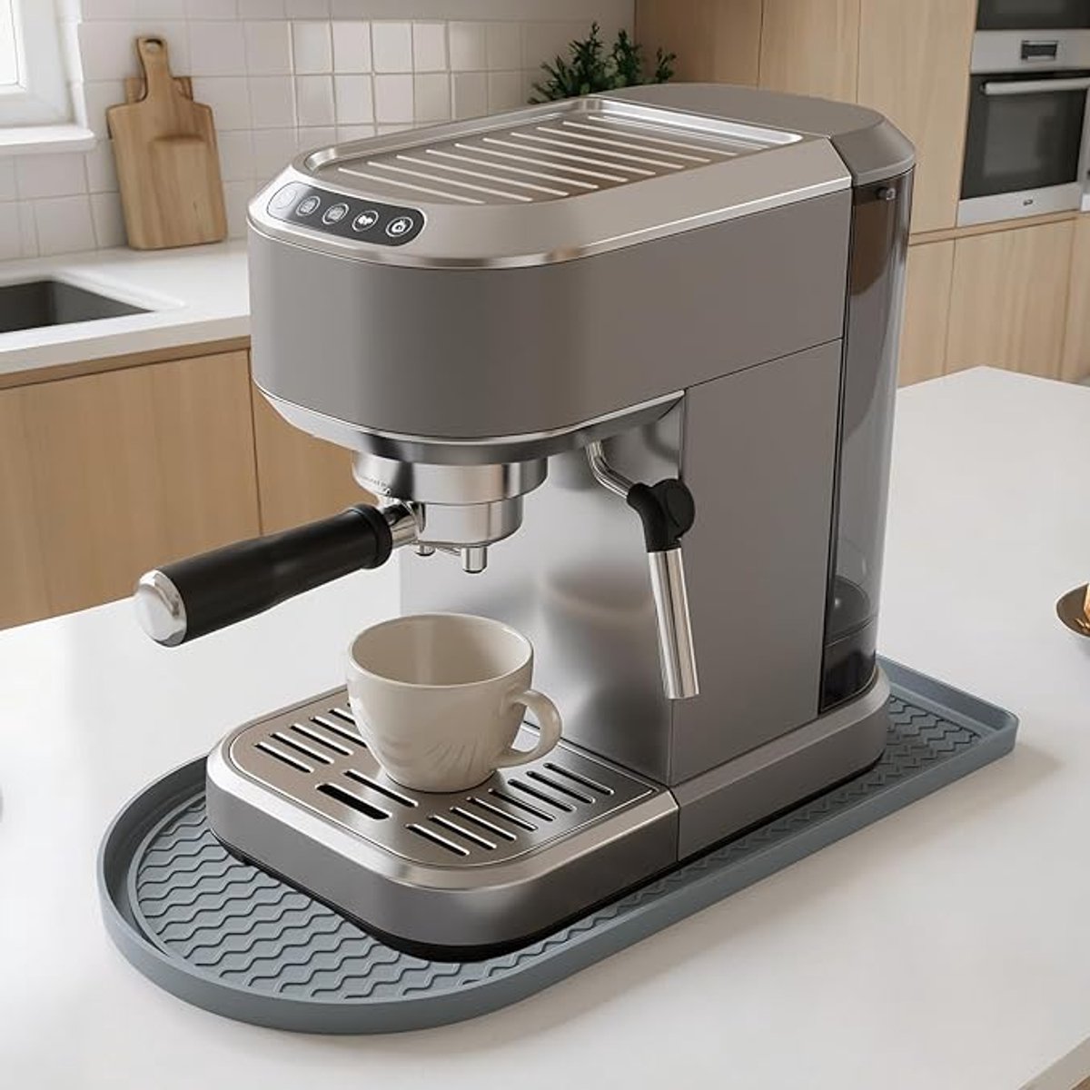 Siliconen Koffiemat - Antislip Mat - Tamper Mat - aanrechtbladbeschermer - koffiemachine Beschermmat - koffiebaraccessoires - voor Espresso en Filterkoffie - grijs