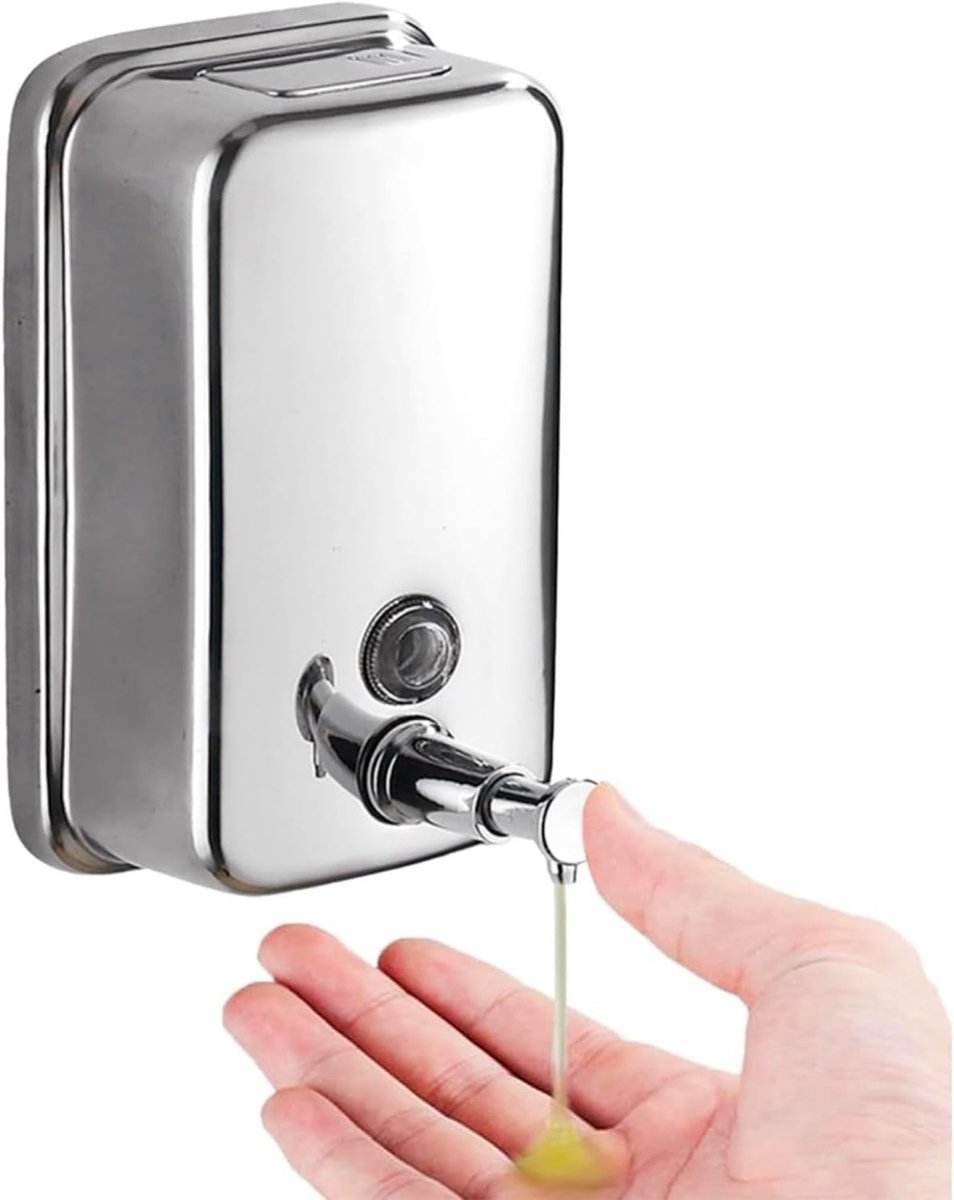 Zeepdispenser van roestvrij staal voor wandmontage - 500 ml - Grote capaciteit - Roestbestendig en duurzaam - Geschikt voor badkamers - hotels - restaurants en woningen