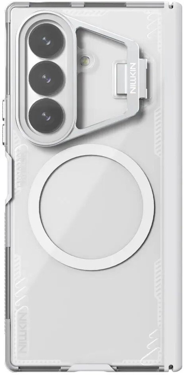 Nillkin Hoesje Geschikt voor Samsung Galaxy Z Fold 8 Ultra - IceBlade Prop Magnetic - Compatibel met MagSafe - Back Cover met Camera Bescherming / Kickstand Standaard - Duurzaam - Grijs