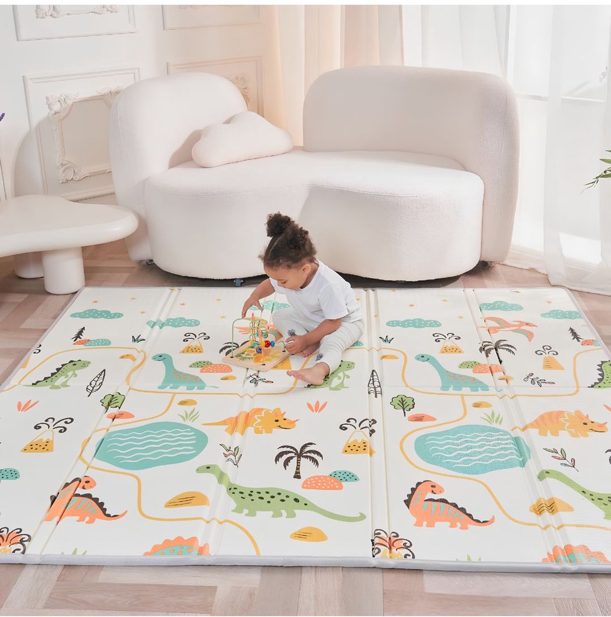 JCP® Speelmat - Speelmat voor Baby’s - Schuimmatje voor Baby’s - Wit - 200cm x 180cm x 2cm