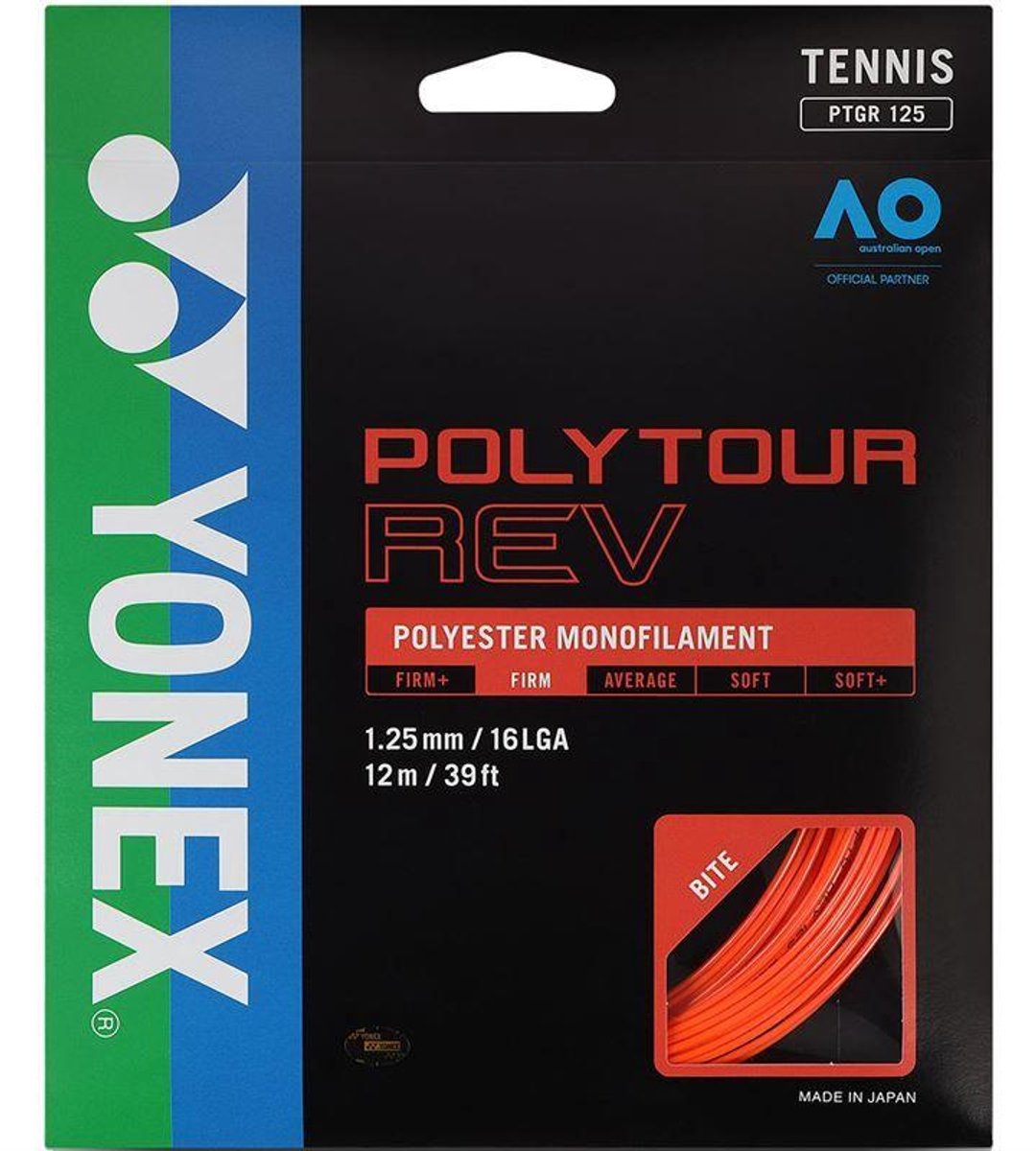 Yonex Polytour REV - Tennissnaar set 12m - Gauge: 1.25mm - Bright orange