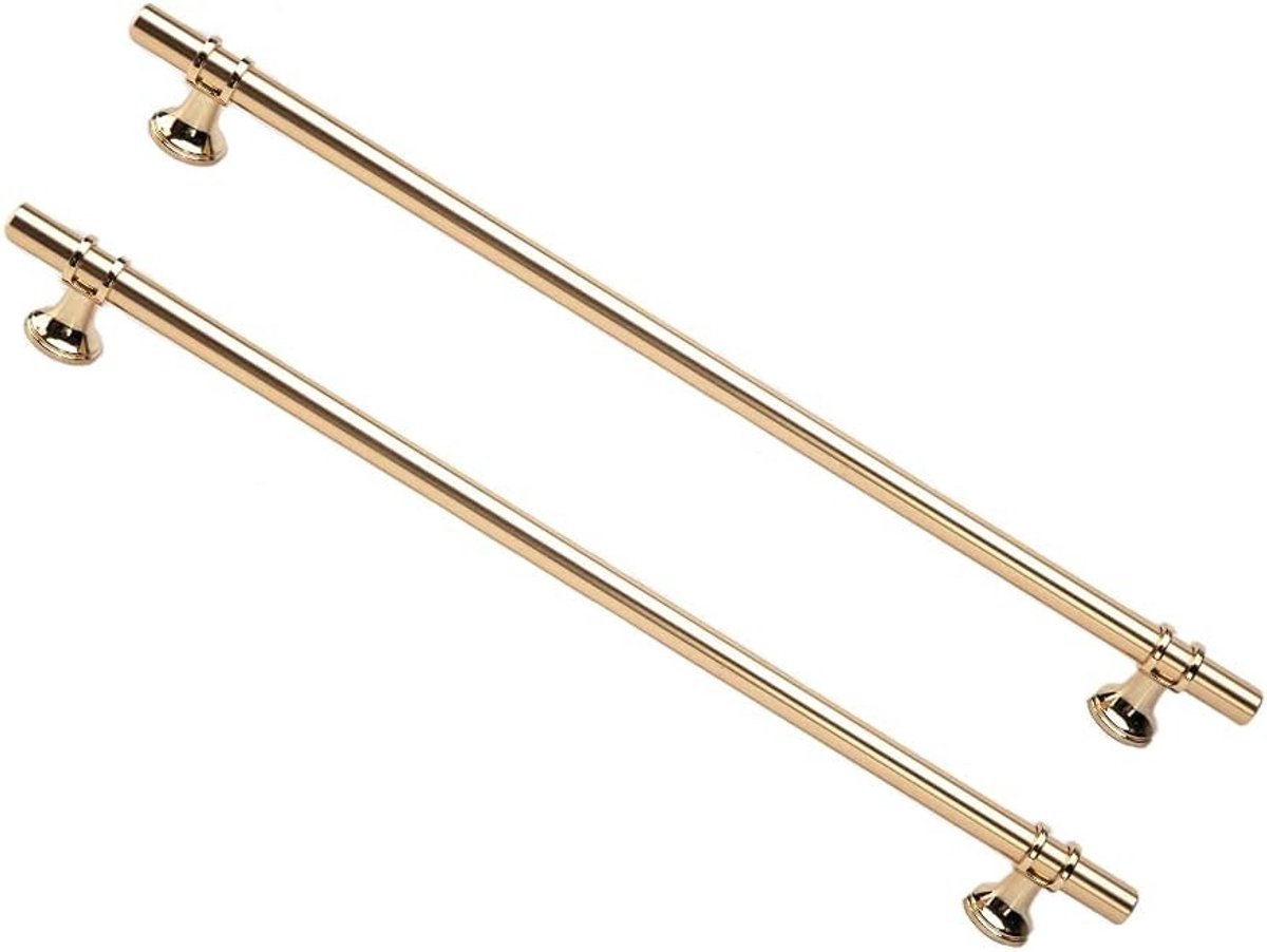 Gouden T-handles voor keukenkastdeuren en meubels - 2 stuks met schroeven, 320 mm lengte