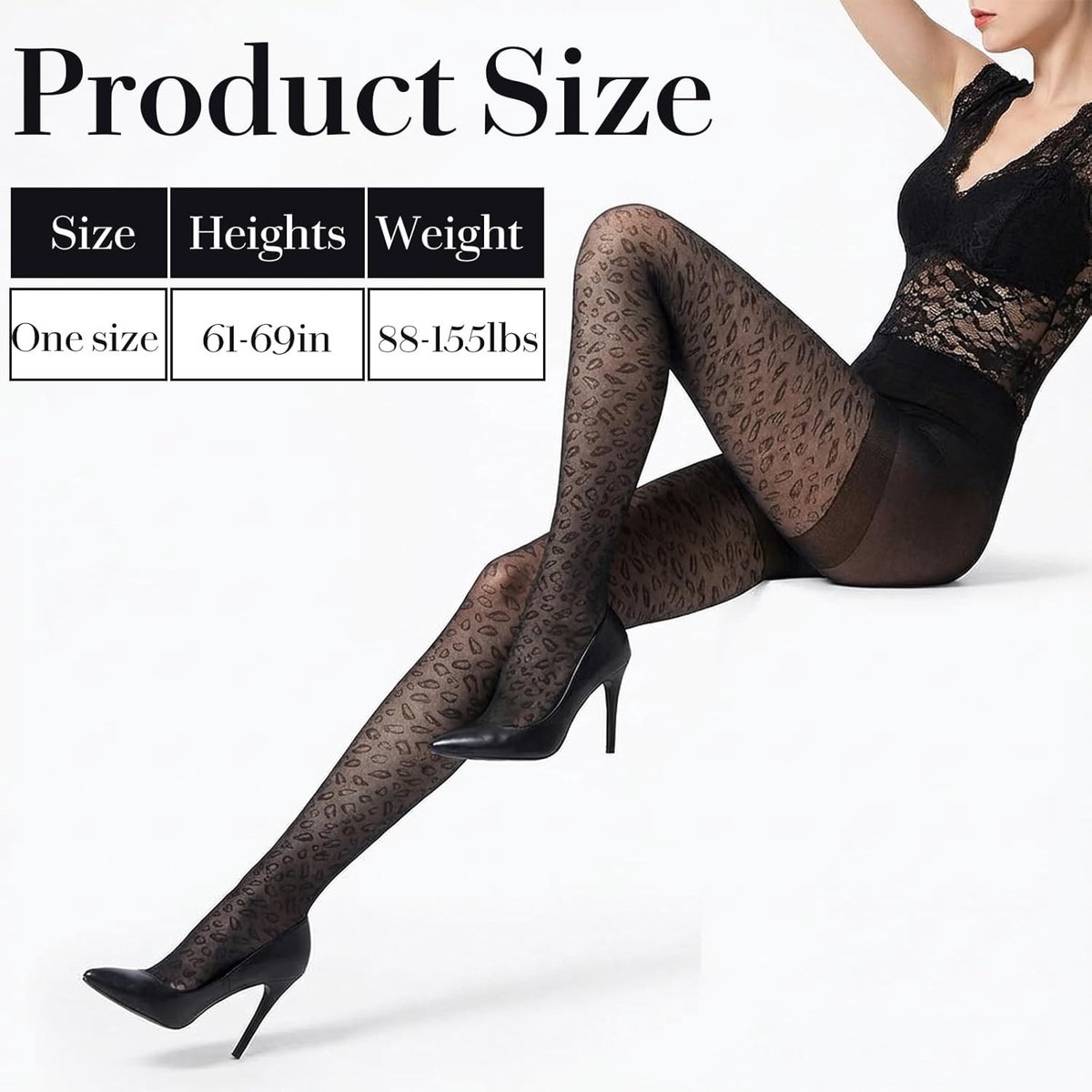 Transparante netkousen met hoge tailleband voor dames, zwarte luipaardpanty met cheetah patroon, perfect voor party en club outfits, trendy en stijlvol accessoire